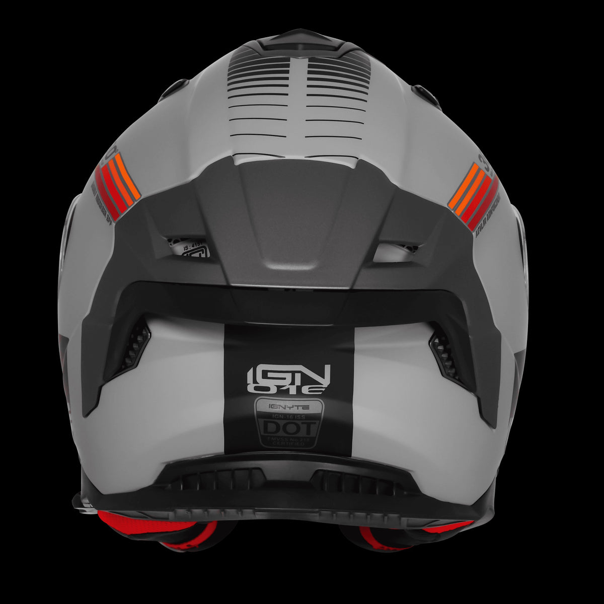 Steelbird IGNYTE IGN-16 GLOSSY TITANIUM GREY WITH ORANGE RED ISS DOT Helmets