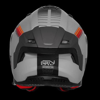 Steelbird IGNYTE IGN-16 GLOSSY TITANIUM GREY WITH ORANGE RED ISS DOT Helmets