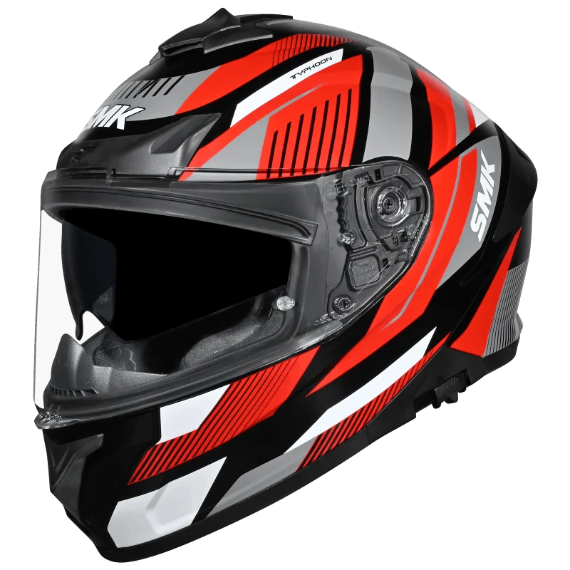 SMK Typhoon Sparko Gloss Grey Red Black(GL236) Helmet ECE 22-06