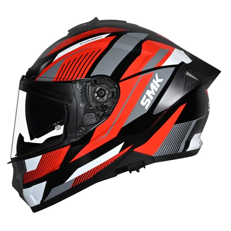 SMK Typhoon Sparko Gloss Grey Red Black(GL236) Helmet ECE 22-06