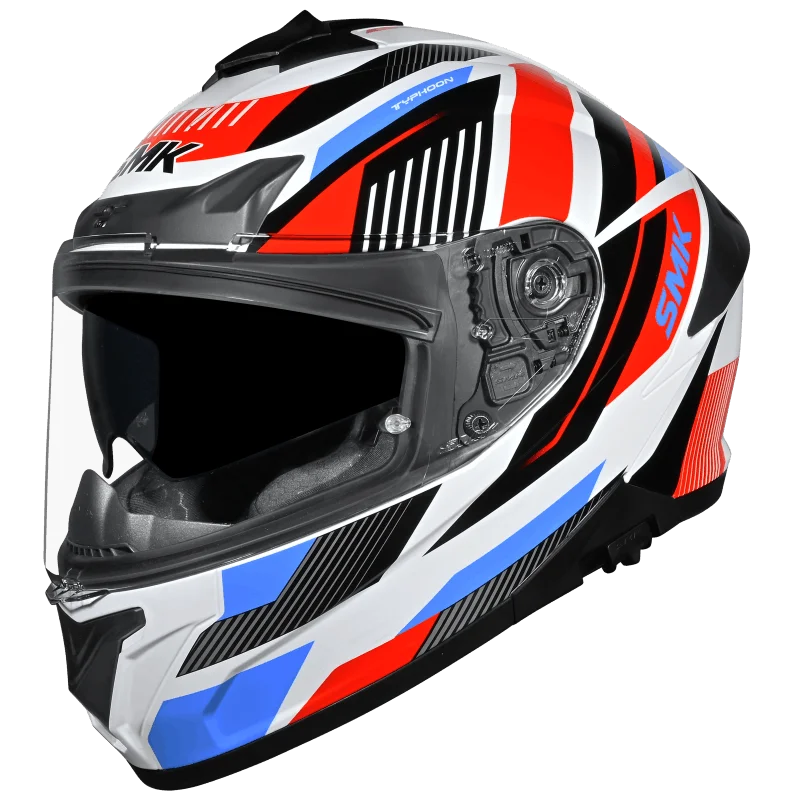 SMK Typhoon Sparko Gloss White Red Blue (GL135) Helmet ECE 22-06