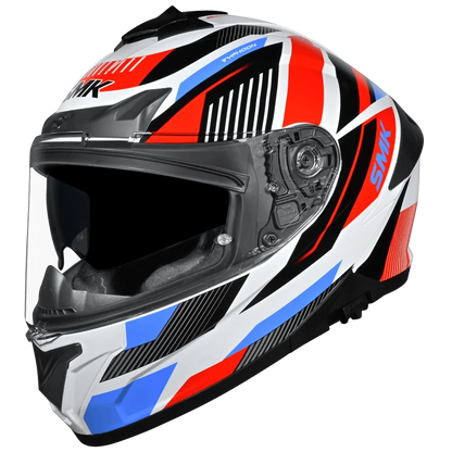 SMK Typhoon Sparko Gloss White Red Blue (GL135) Helmet ECE 22-06