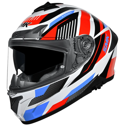 SMK Typhoon Sparko Gloss White Red Blue (GL135) Helmet ECE 22-06