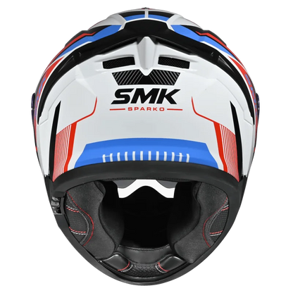 SMK Typhoon Sparko Gloss White Red Blue (GL135) Helmet ECE 22-06