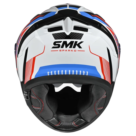 SMK Typhoon Sparko Gloss White Red Blue (GL135) Helmet ECE 22-06