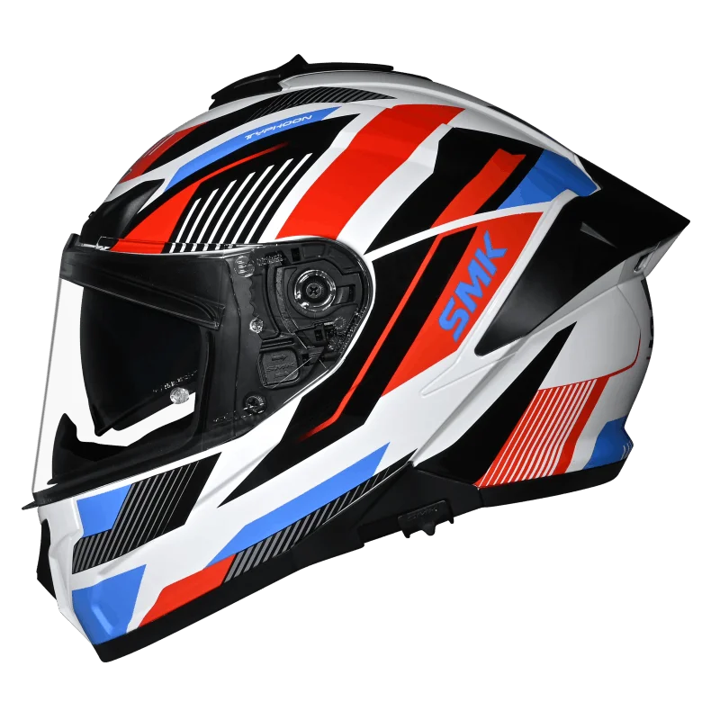SMK Typhoon Sparko Gloss White Red Blue (GL135) Helmet ECE 22-06