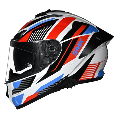 SMK Typhoon Sparko Gloss White Red Blue (GL135) Helmet ECE 22-06