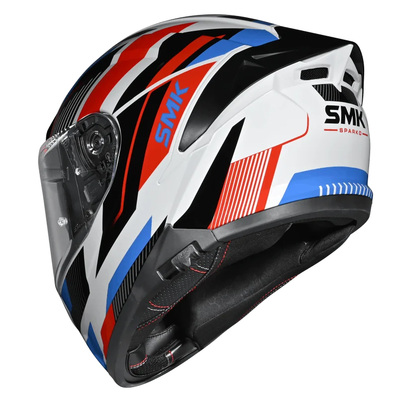 SMK Typhoon Sparko Gloss White Red Blue (GL135) Helmet ECE 22-06