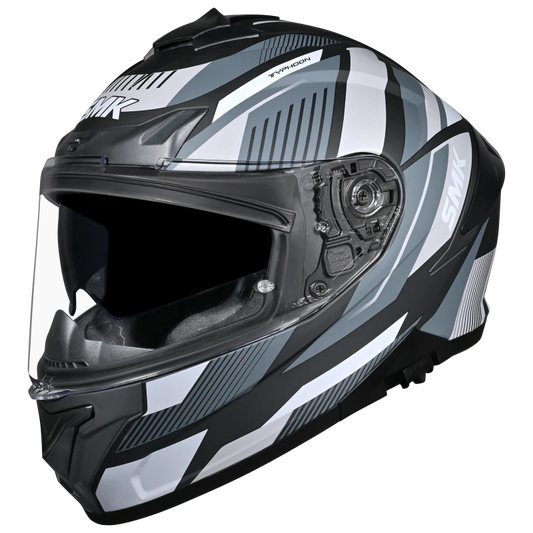 SMK Typhoon Sparko Gloss Black Grey (GL266) Helmet ECE 22-06
