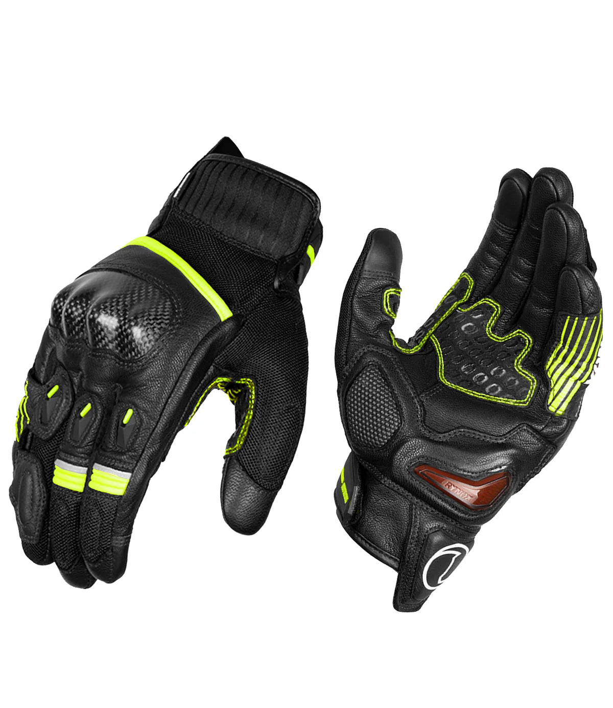 Rynox Tornado Pro 4 Gloves - Carbon Edition Hiviz Green