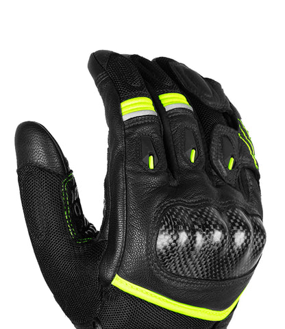 Rynox Tornado Pro 4 Gloves - Carbon Edition Hiviz Green