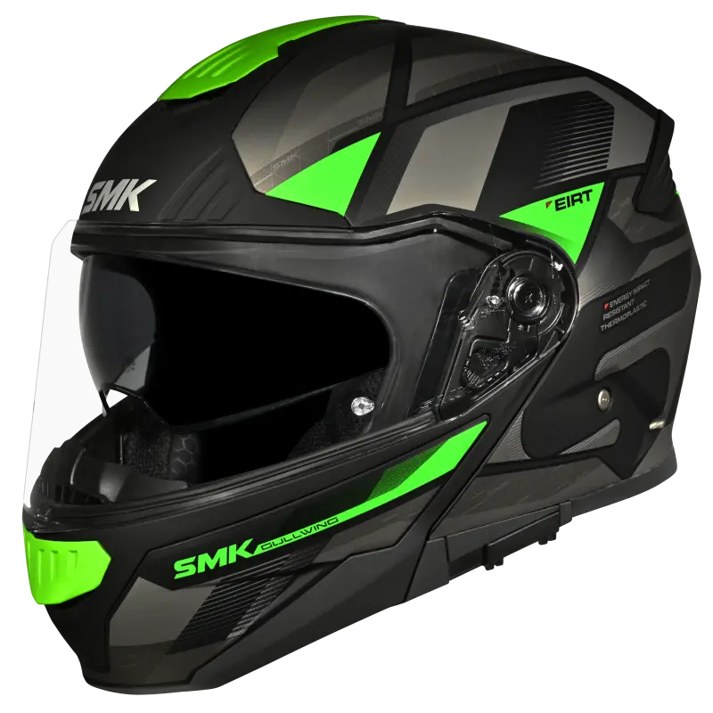 SMK Gullwing Venture Gloss Black Grey Green (GL268) Helmet