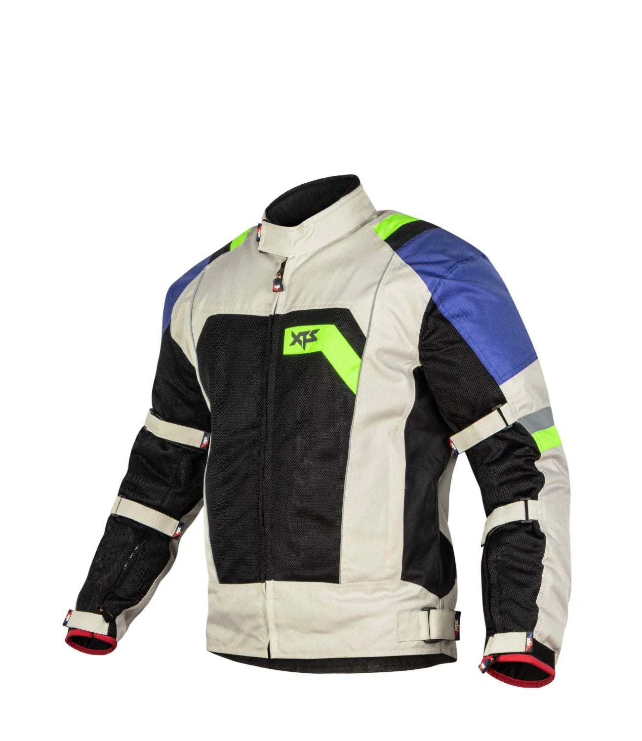 XTS Speedway Off White Blue Riding Jacket – AH Helmets
