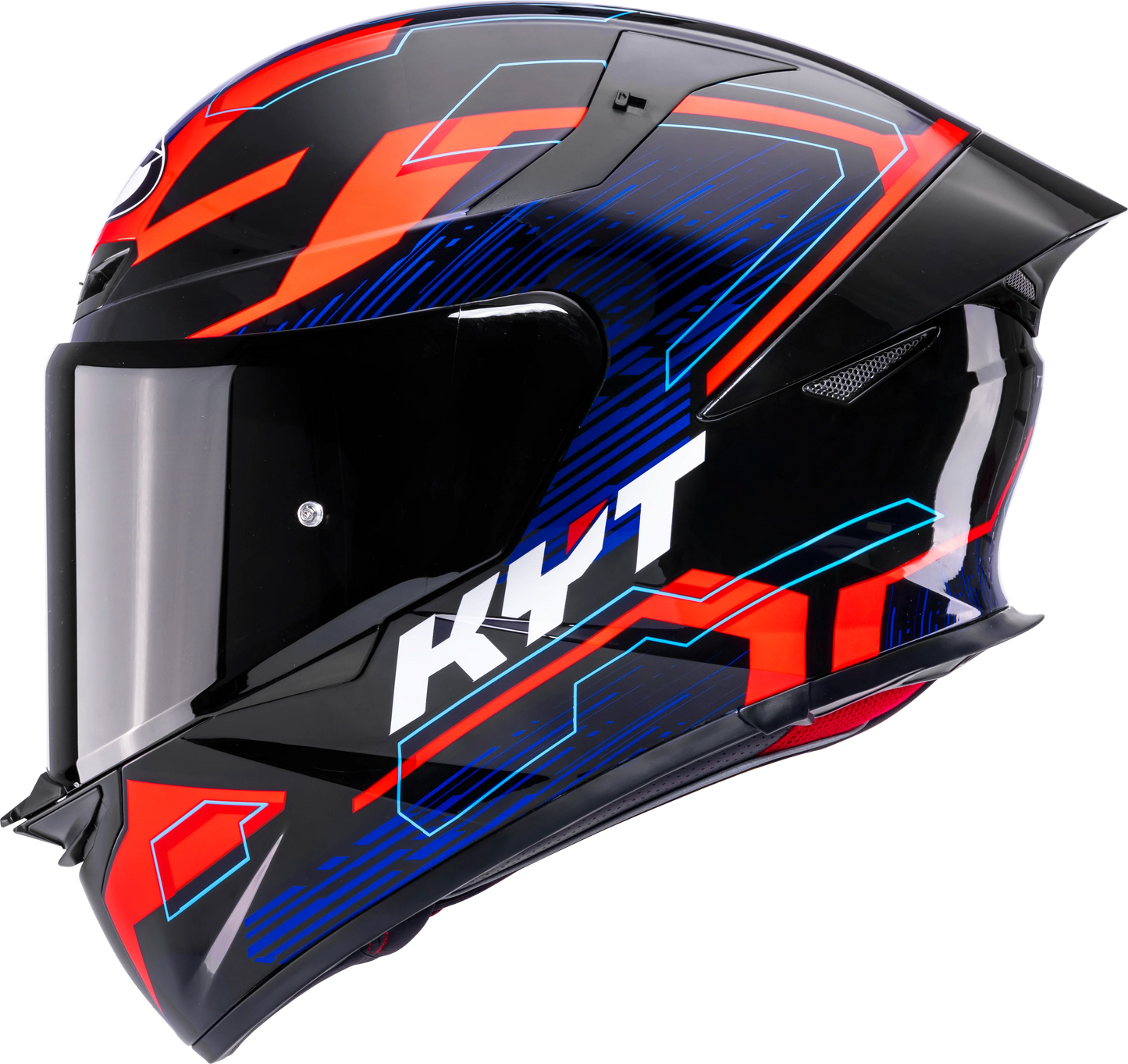 KYT TT Revo Speeding Gloss Black Red Blue Helmet