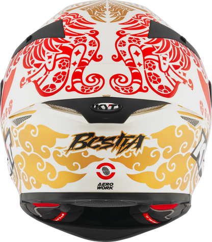 KYT TT Revo Enea Bastianini Indonesia Replica 2023 Gloss Pearl White Helmet