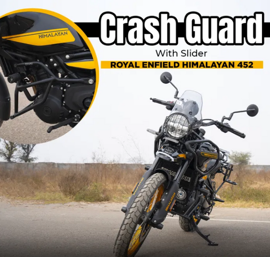ZANA Crash Guard For Himalayan 450 (With Slider Black Texture,Mild Steel) Type-1 - AH Helmets