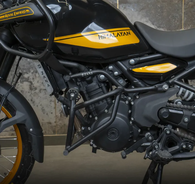 ZANA Crash Guard For Himalayan 450 (With Slider Black Texture,Mild Steel) Type-1 - AH Helmets