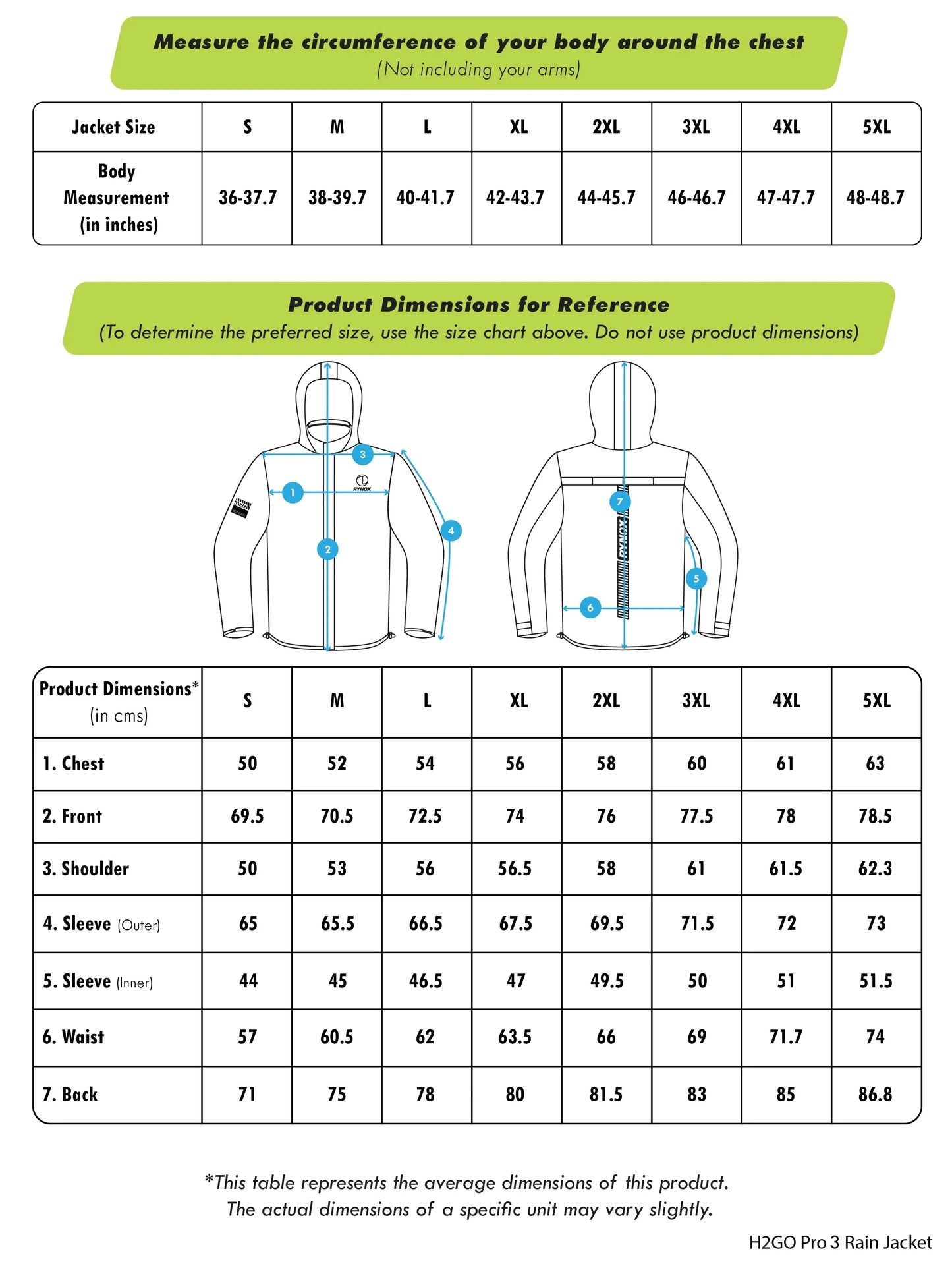 Rynox H2Go Pro 3 Rain Jacket (Hi-Viz Green)