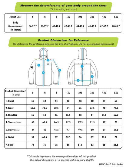 Rynox H2Go Pro 3 Rain Jacket (Hi-Viz Green)