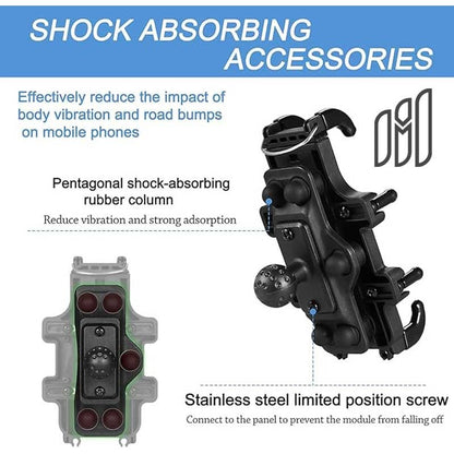 MH Moto M54 Phone Holder With antitheft lock ,vibration dampner & Gopro mount - AH Helmets