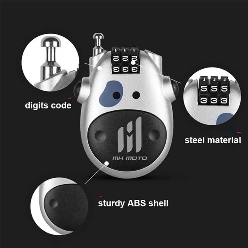 MH Moto Easy lock (Anti-theft Password Wheel Helmet Coded Lock ) - AH Helmets