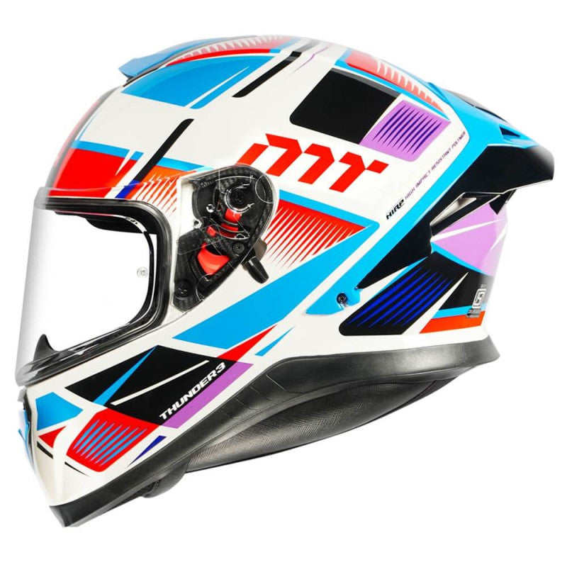 MT Thunder3 Pro Synthex Gloss White & Blue Helmet