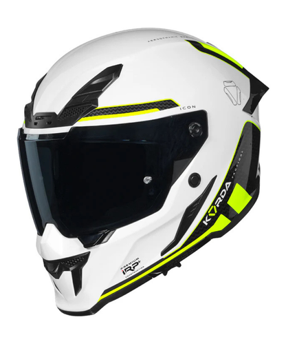 KORDA ICON TOKIO GLOSS WHITE FLO.YELLOW HELMET (Dual visor)