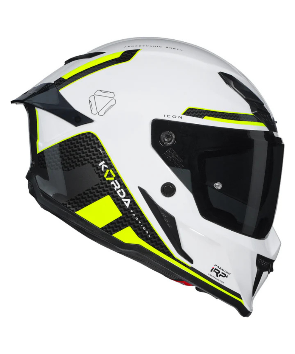 KORDA ICON TOKIO GLOSS WHITE FLO.YELLOW HELMET (Dual visor)
