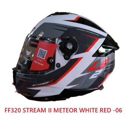 LS2 FF320 STREAM II METEOR GLOSS white Red -06 - AH Helmets
