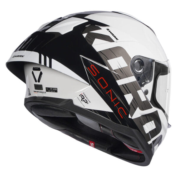 KORDA SONIC GP ZHARK GLOSS BLACK WHITE W/P HELMET (Dual visor)