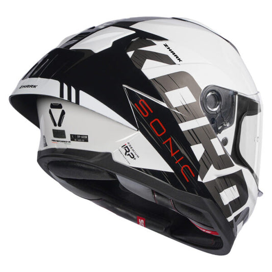 KORDA SONIC GP ZHARK GLOSS BLACK WHITE W/P HELMET (Dual visor)