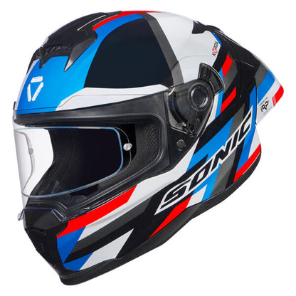 KORDA SONIC GP MOZE GLOSS BLUE RED W/P HELMET (Dual visor)
