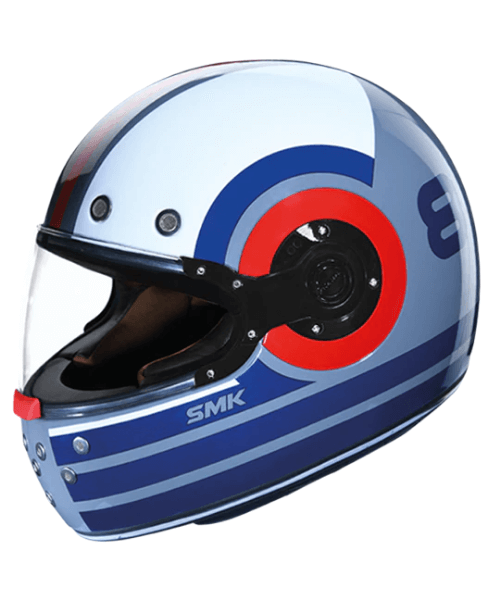 SMK Retro Ranko Gloss White Blue (GL653) Helmet - AH Helmets