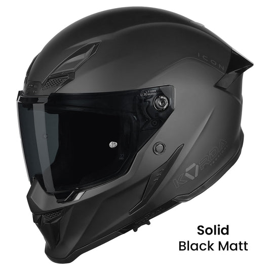 KORDA ICON  SOLID MATT BLACK HELMET (Dual visor)