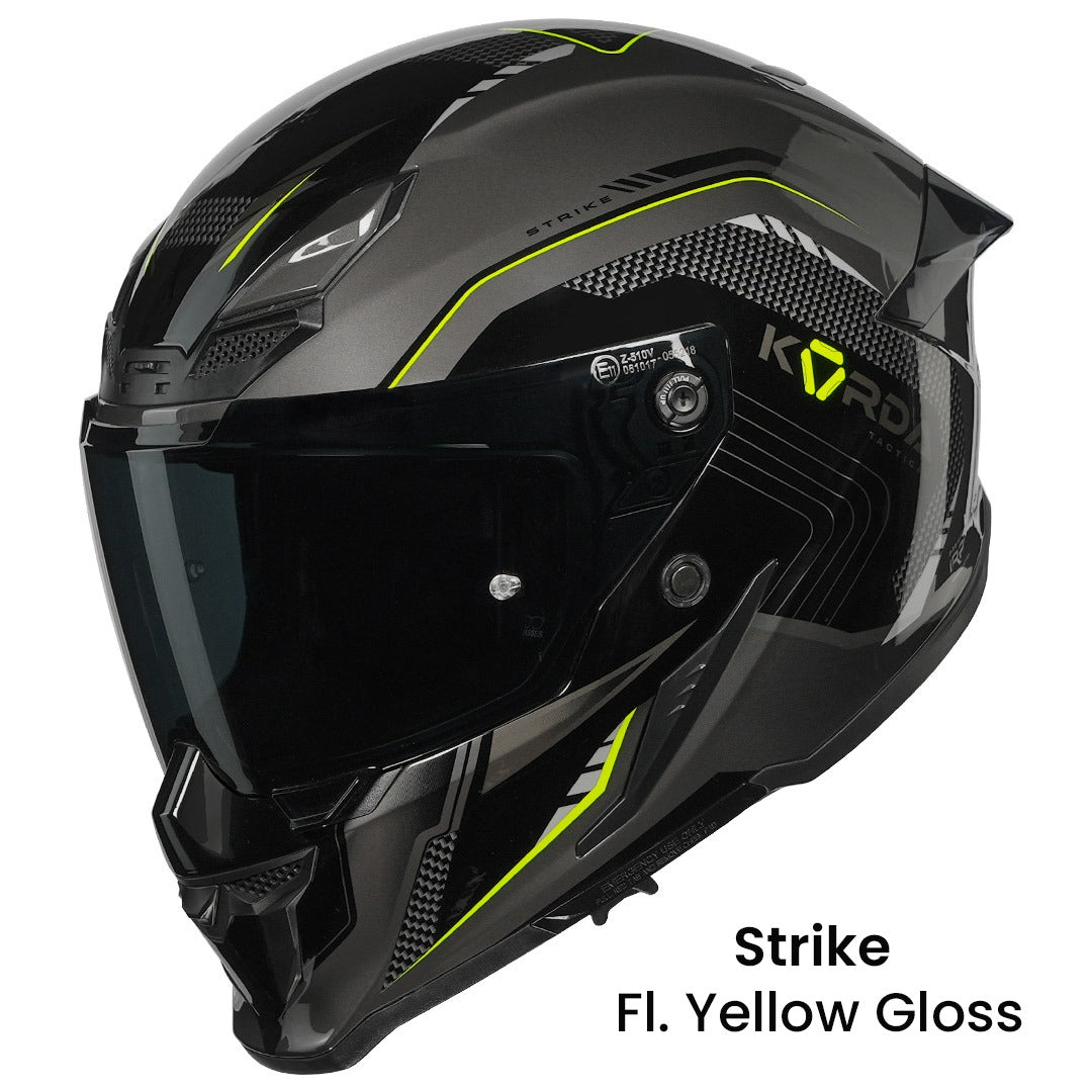 KORDA ICON STRIKE GLOSS FLO YELLOW HELMET (Dual visor)