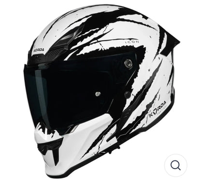 KORDA ICON FALLOUT GLOSS WHITE HELMET(Dual visor)
