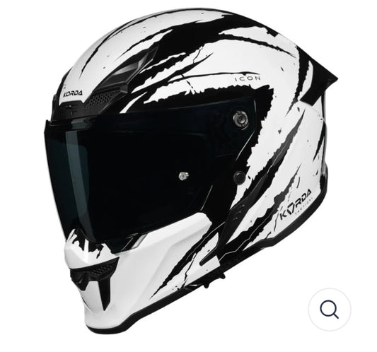 KORDA ICON FALLOUT GLOSS WHITE HELMET(Dual visor)