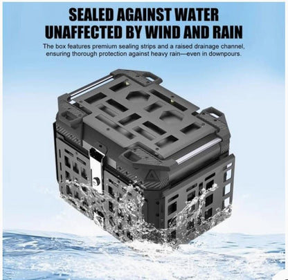 MH MOTO ADVENTURE ALUMINIUM TOP BOX - 45 Ltrs WITH INTEGRATED  MOLLE EXPANSION SIDE OPNABLE TRAY