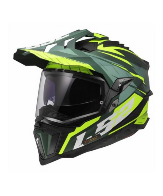 LS2 MX701 EXPLORER Spire Gloss Hi Viz Green Helmets - AH Helmets