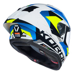 KORDA SONIC GP BRAVE GLOSS WHITE  FLO YELLOW  W/P HELMET (Dual visor)