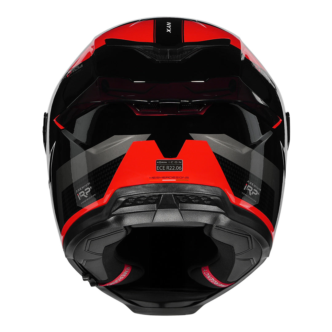 KORDA ICON NYX GLOSS BLACK RED HELMET (Dual visor)