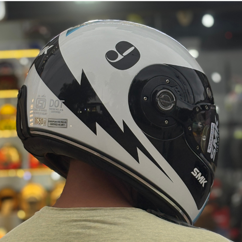 SMK Retro Ranko Electro  White Gloss (GL125) Helmet