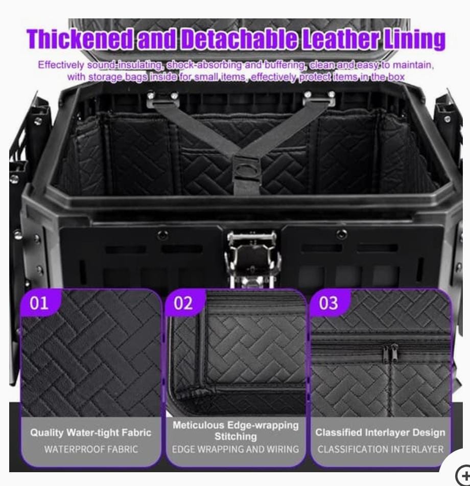 MH MOTO ADVENTURE ALUMINIUM TOP BOX - 45 Ltrs WITH INTEGRATED  MOLLE EXPANSION SIDE OPNABLE TRAY