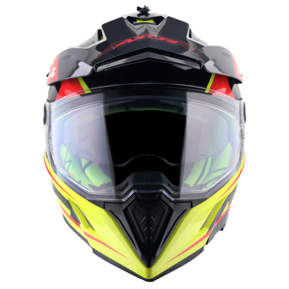 Axor X-Cross Dual Visor FlagsOff Gloss Neon Yellow Black Helmet