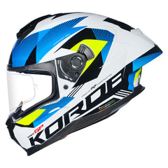 KORDA SONIC GP BRAVE GLOSS WHITE  FLO YELLOW  W/P HELMET (Dual visor)