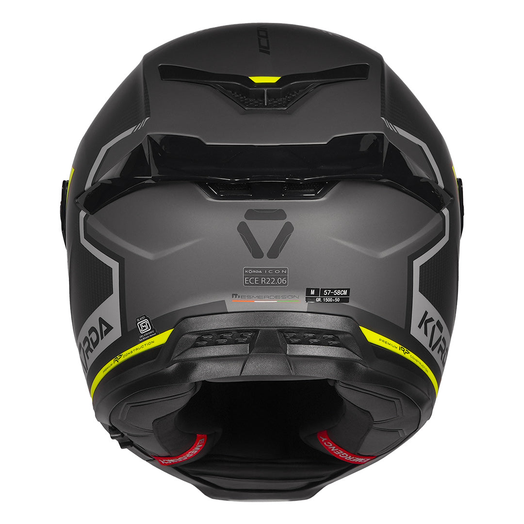 KORDA ICON LEMUR C MATT FLO YELLOW HELMET (Dual visor)