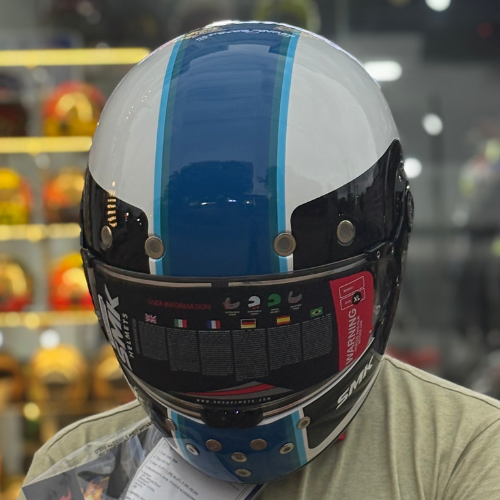 SMK Retro Ranko Electro  White Gloss (GL125) Helmet