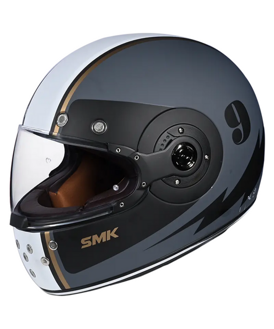SMK Retro Ranko Electro Grey White Matt (MA621) Helmet - AH Helmets