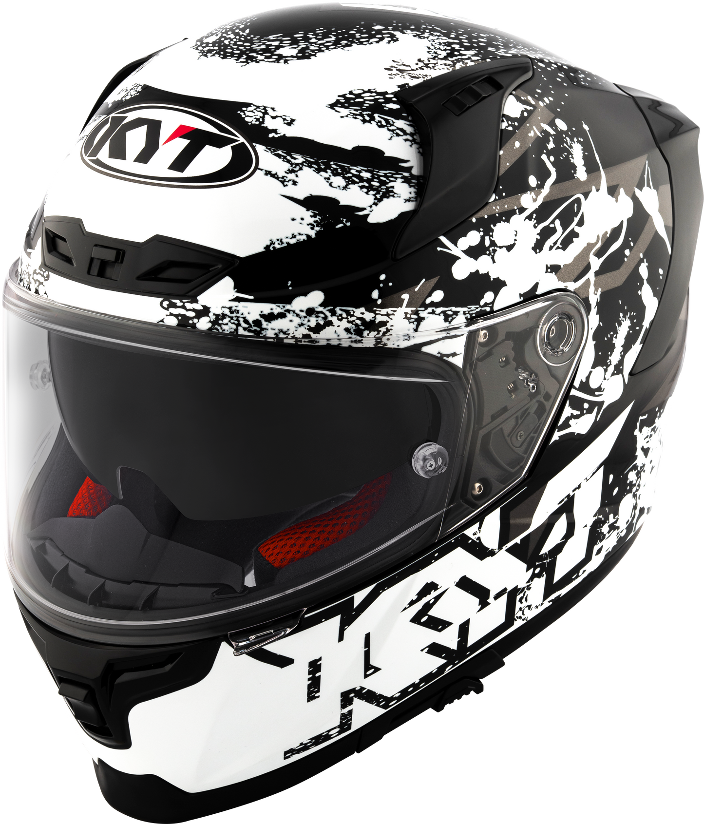 KYT Striker 2V Nutron Gloss Black White Helmets - AH Helmets