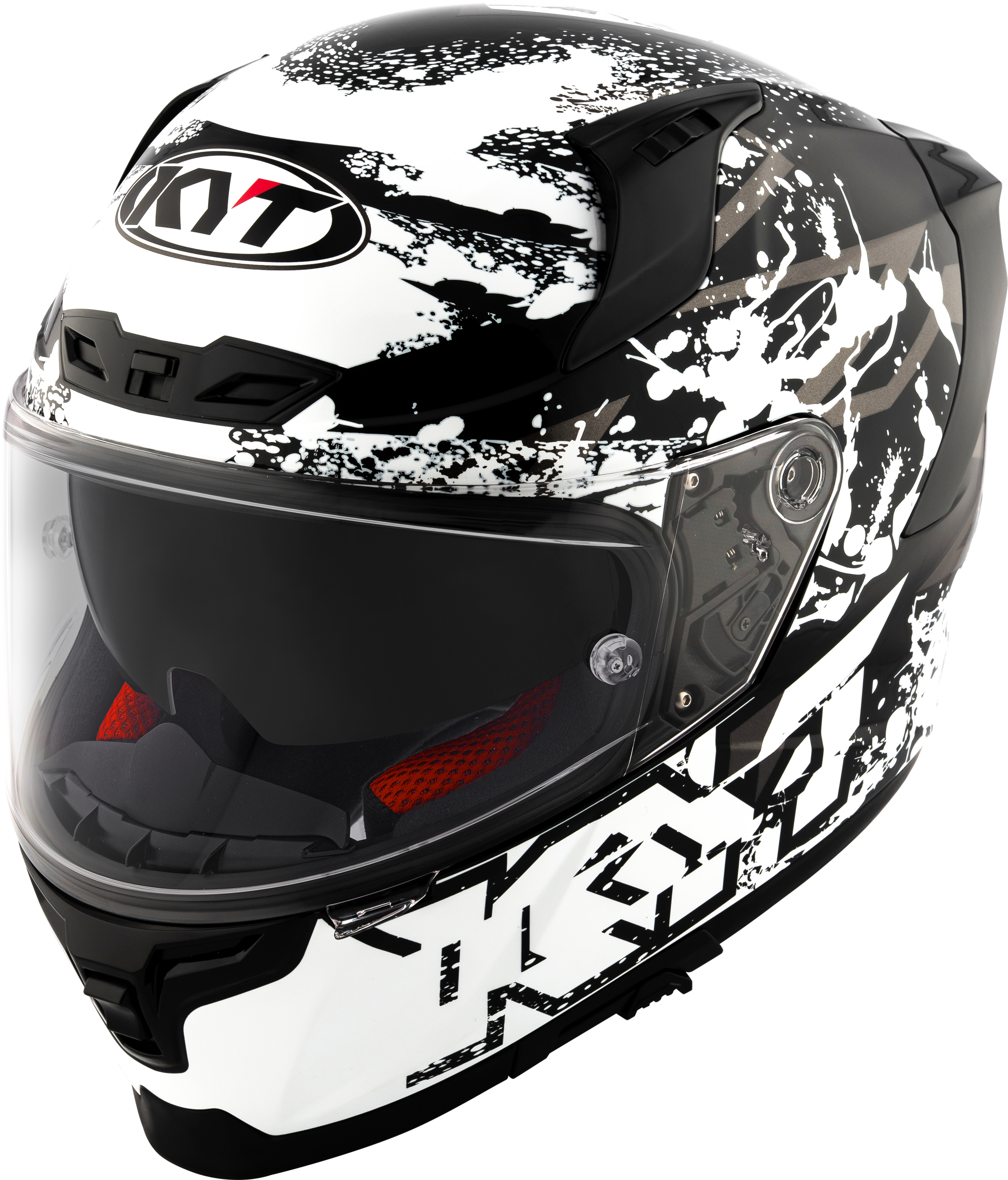 KYT Striker 2V Nutron Gloss Black White Helmets - AH Helmets